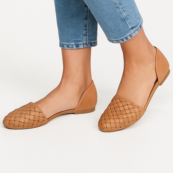 Agave Girl Shoes - Agave Girl Woven Leather D’Orsay Flats Tan Size 7